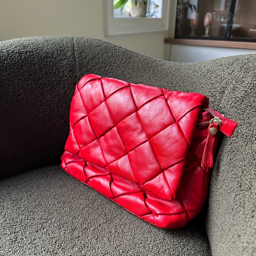 Red Quilted Leather Clutch